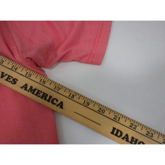 Peter Millar Polo Shirt Mens L Pink Pinstriped Golf Cotton Knit‎ Short Sleeve - Picture 10 of 10